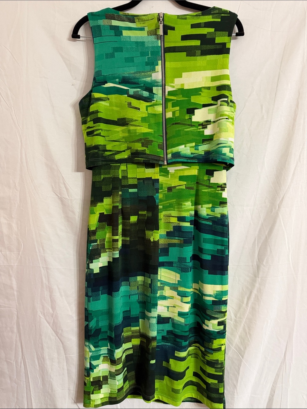 Frank Lyman Design Lime and Teal Pixel-Print Midi Dress - Picture 8 of 8